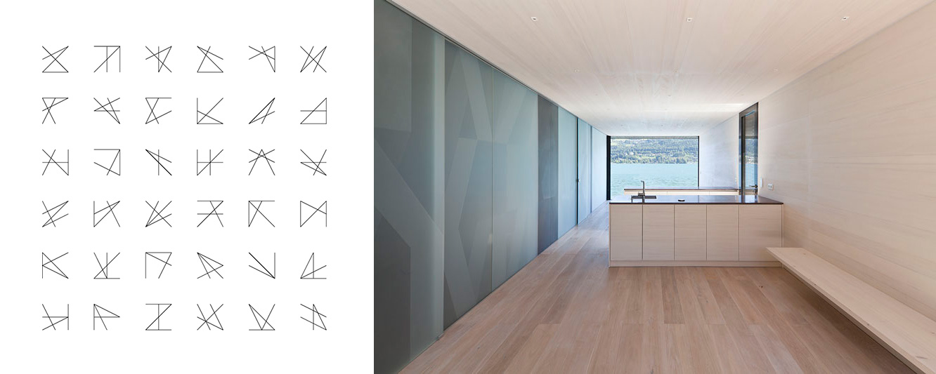 „WEICHEN“ (2011) Notationsgrafik (links); Notationsobjekt „SCHILF IM WIND AM WASSER“, 2014 (rechts)